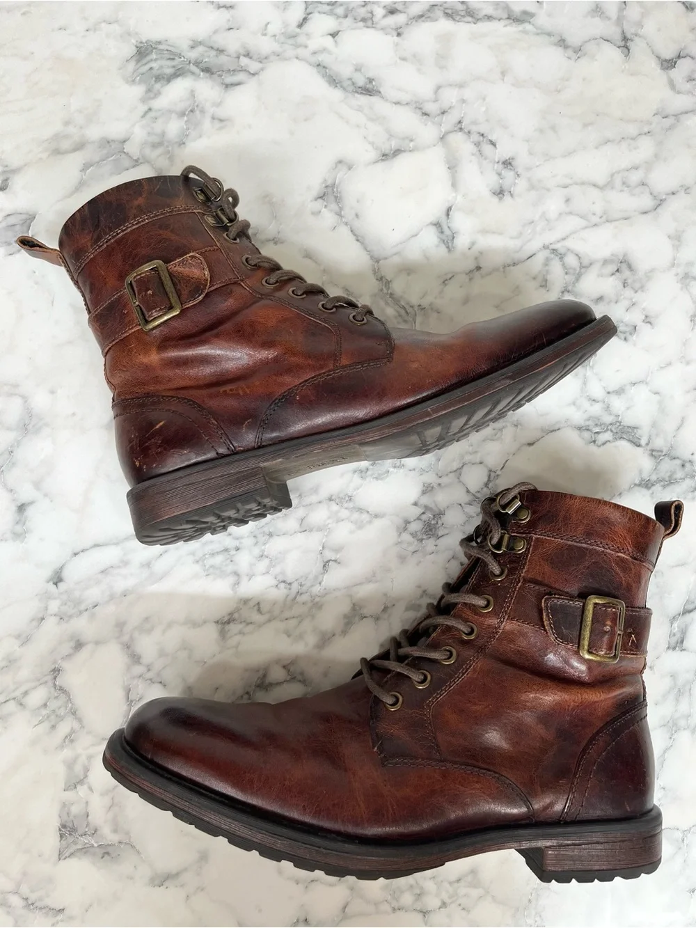 Aston Grey Brown Distressed Rockcastle 2 Combat Boot Men's Sz 8.5 Lace Up Zipper